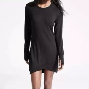 Athleta Black Criss Cross Sweater Dress With Thumb Holes, Wonen’s Size Medium